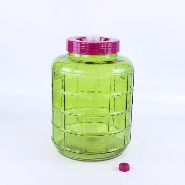 Банка (бутыль) стеклянная объёмом 15 литров с гидрозатвором, зеленая от компании Labdevices - Лабораторное оборудование и посуда - фото 1