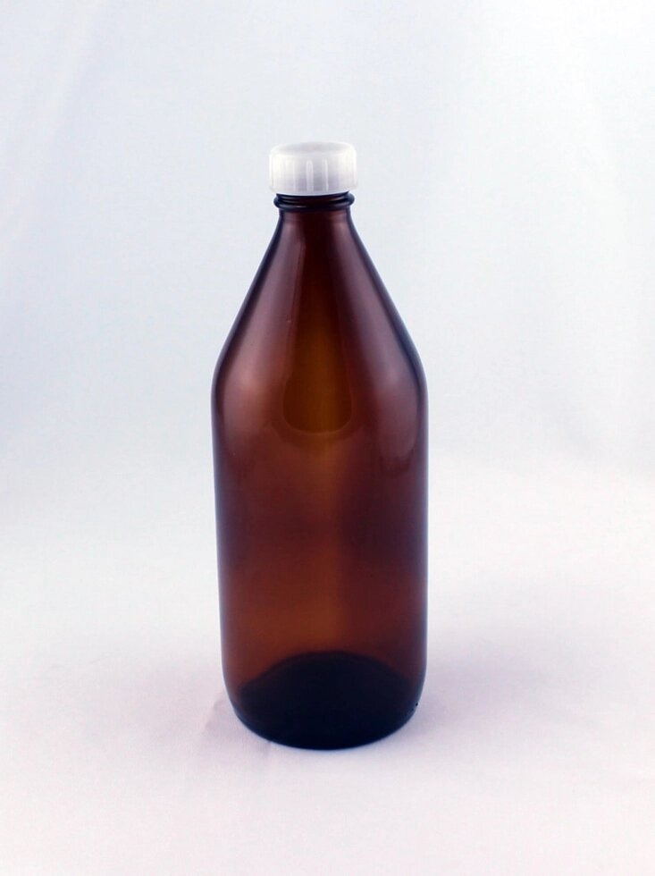 Бутыль БВ-1-1000 стеклянная темного янтарного цвета 1000 мл, с прокладкой от компании Labdevices - Лабораторное оборудование и посуда - фото 1