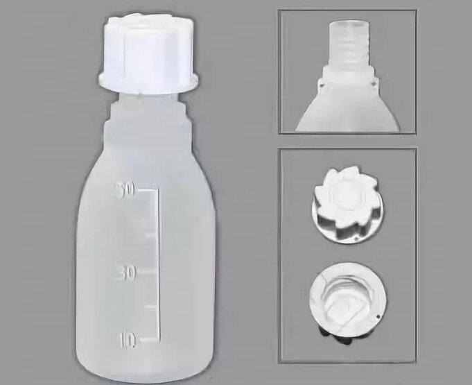 Бутылка, 100 мл, ПЭ, узкое горло, градуированная, Kartell от компании Labdevices - Лабораторное оборудование и посуда - фото 1