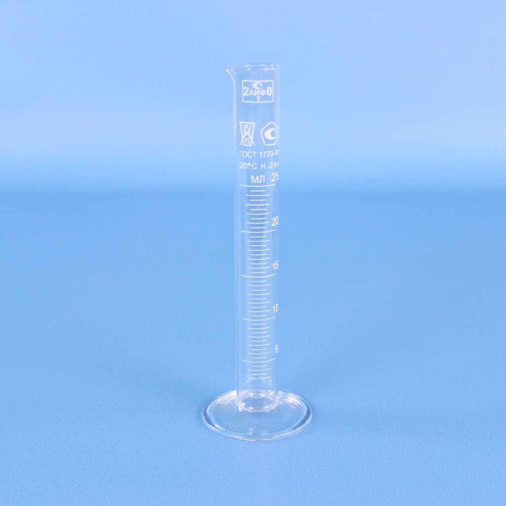 Цилиндр мерный 1-25-2, 25 мл, со стеклянным основанием, с носиком, (ГОСТ 1770-74) от компании Labdevices - Лабораторное оборудование и посуда - фото 1