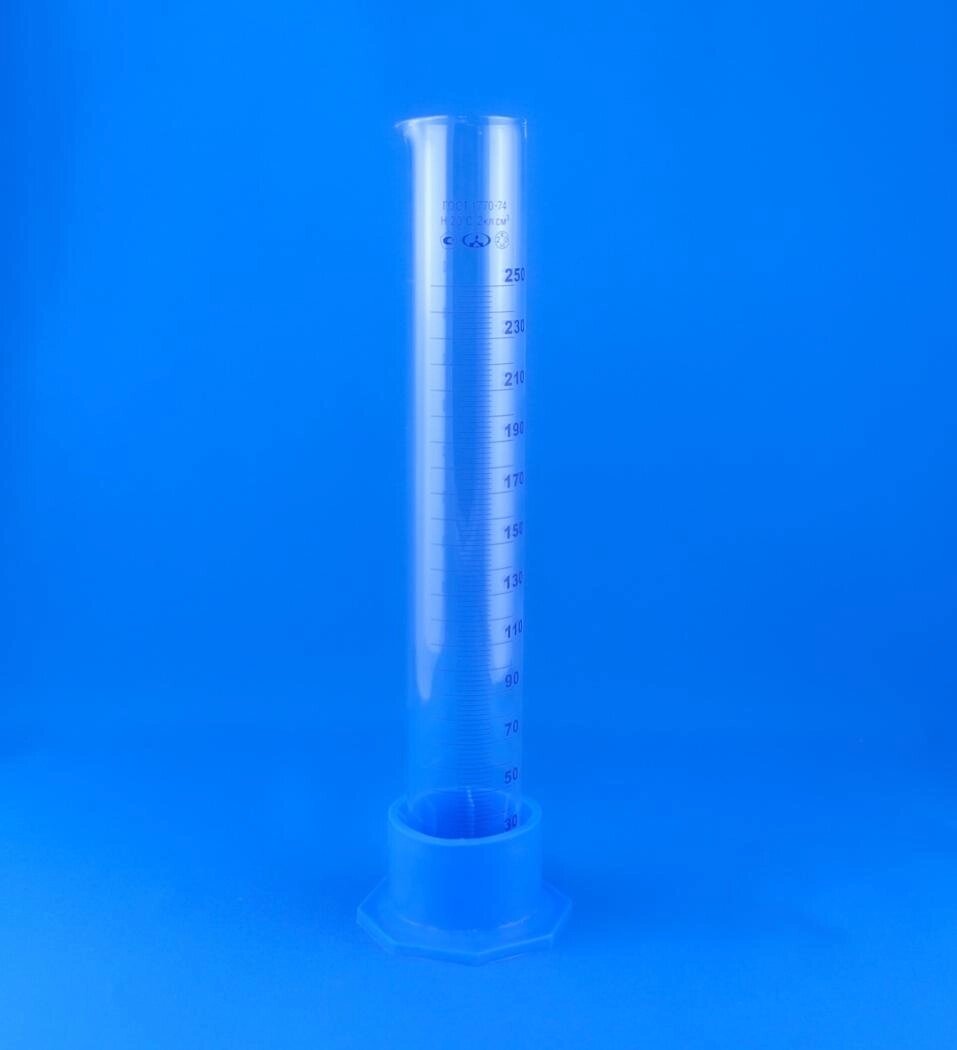 Цилиндр мерный, 3-250-2, 250 мл, с пластиковым основанием, с носиком от компании Labdevices - Лабораторное оборудование и посуда - фото 1