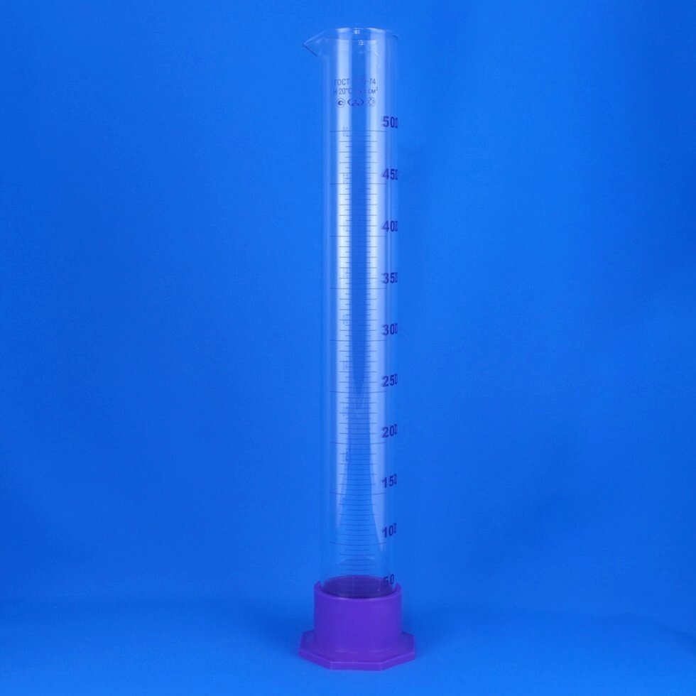 Цилиндр мерный 3-500-2, 500 мл, с пластиковым основанием от компании Labdevices - Лабораторное оборудование и посуда - фото 1