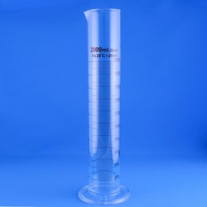 Цилиндр мерный 5drops 1-2000-2, 2000 мл, стекло Boro 3.3, со стеклянным основанием, с носиком, градуированный