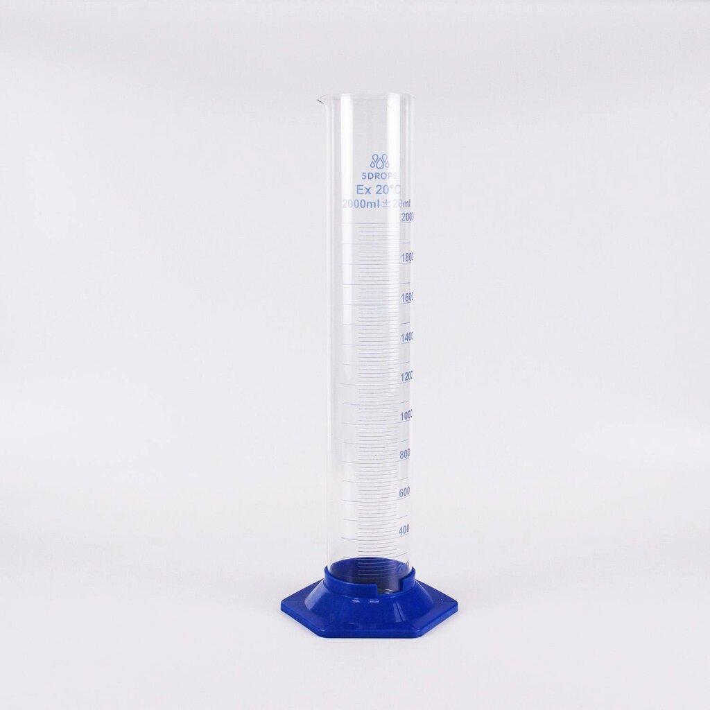 Цилиндр мерный 5drops 3-2000-2, 2000 мл, с пластиковым основанием, с носиком, градуированный от компании Labdevices - Лабораторное оборудование и посуда - фото 1