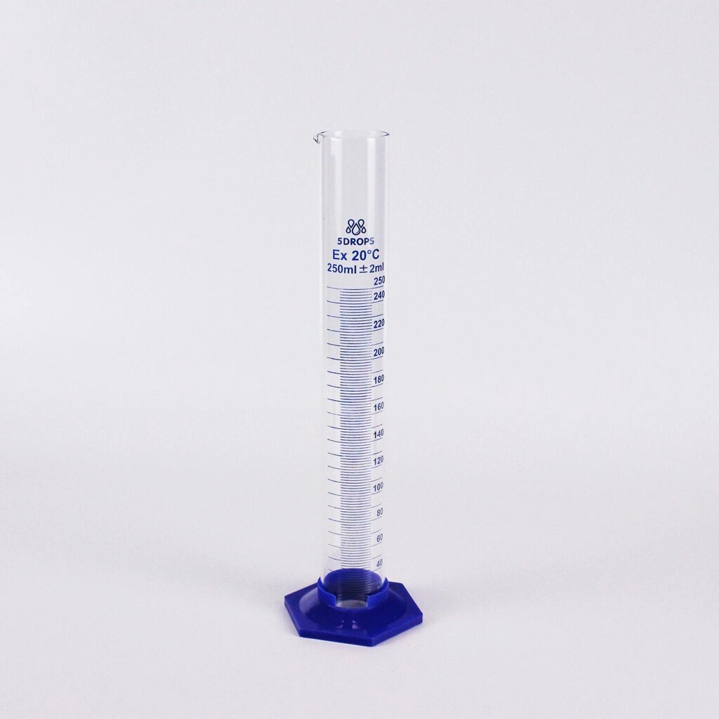 Цилиндр мерный 5drops 3-250-2, 250 мл, стекло, с пластиковым основанием, с носиком, градуированный от компании Labdevices - Лабораторное оборудование и посуда - фото 1