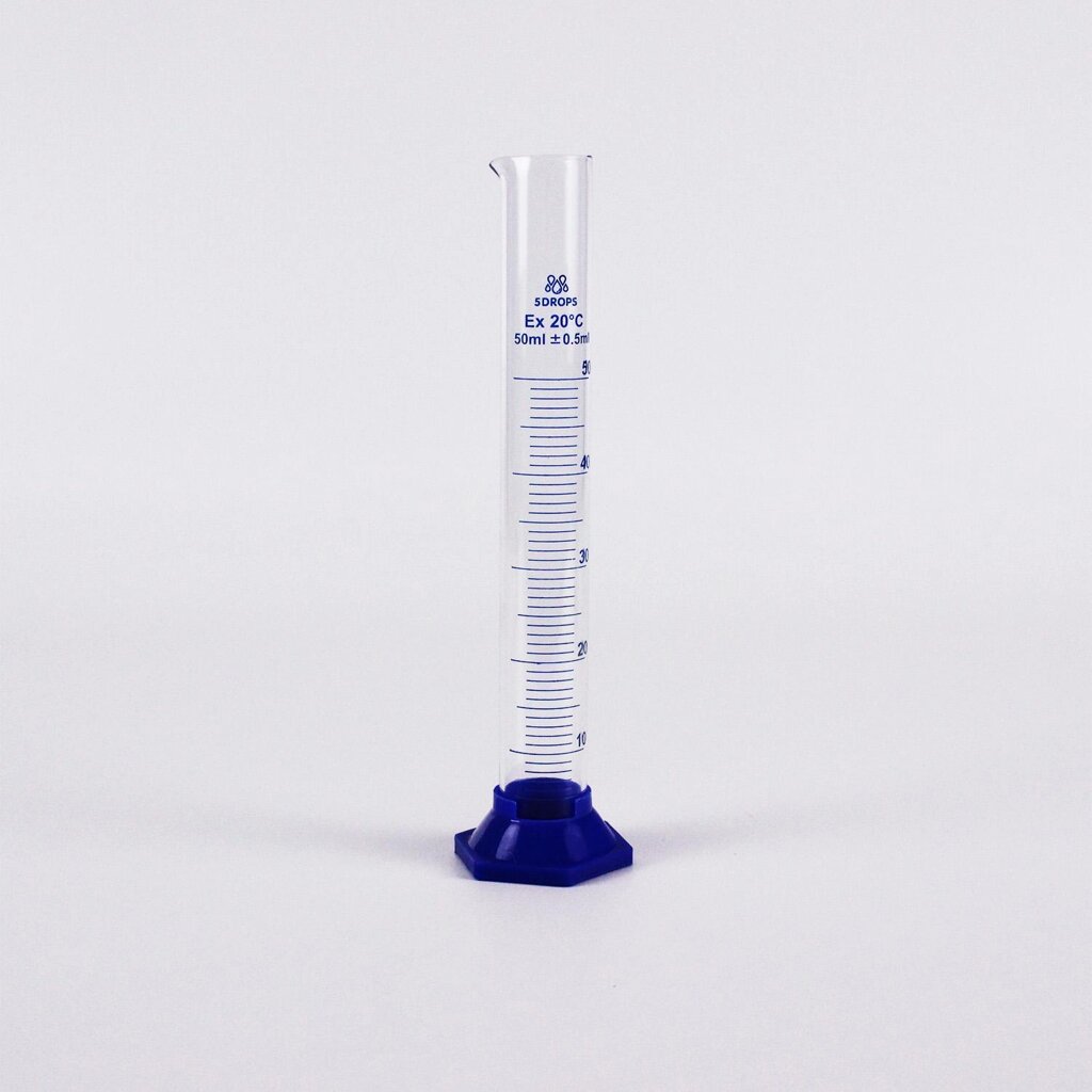 Цилиндр мерный 5drops 3-50-2, 50 мл, стекло, с пластиковым основанием, с носиком, градуированный от компании Labdevices - Лабораторное оборудование и посуда - фото 1