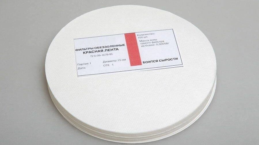 Фильтры обеззоленные "Красная лента" 100 шт/упак, диаметр 150 мм от компании Labdevices - Лабораторное оборудование и посуда - фото 1