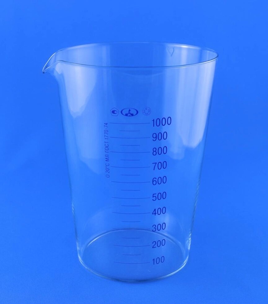 Мензурка стеклянная мерная, 1000 мл от компании Labdevices - Лабораторное оборудование и посуда - фото 1