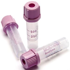 Микропробирки без капилляра с ЭДТА К2, 0,25 мл, 10Х46 мм, 100 шт/уп, пластик, для взятия капиллярной крови, для
