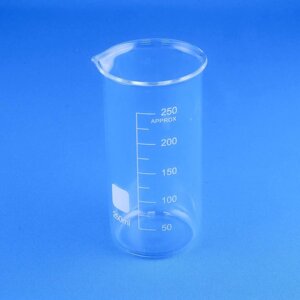 Стакан лабораторный высокий 5drops В-1-250, 250 мл, стекло Boro 3.3, градуированный