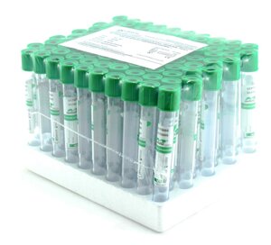 Пробирки вакуумные пластиковые для получения плазмы, с натрий гепарином, 4 мл 13х100, упаковка 100 шт