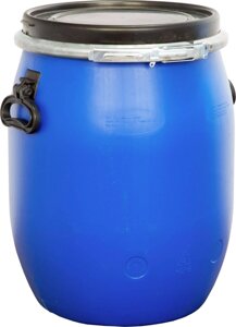 Пластиковая бочка синяя с обручем 48 литров