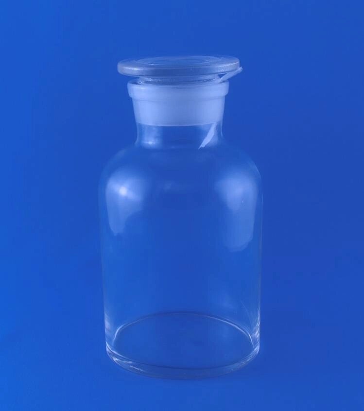 Склянка для реактивов, 1000 мл, светлое стекло, с притёртой пробкой, широкое горло от компании Labdevices - Лабораторное оборудование и посуда - фото 1