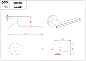 Ручки дверные CEBI MIRA цвет MP19 (матовый хром)