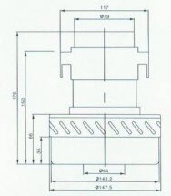 Пылесосный двигатель YDC 23 1400W (моющий VC07W117G) H=176mm