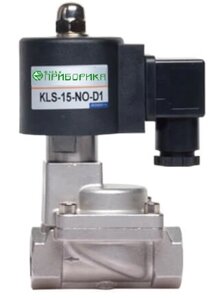KLS-15NK DC24V - клапан электромагнитный с пилотом Ду15, Н. О. нерж+PTFE