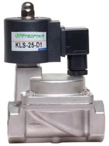 KLS-25N AC230V - клапан электромагнитный с пилотом Ду25, Н. З. нерж+PTFE