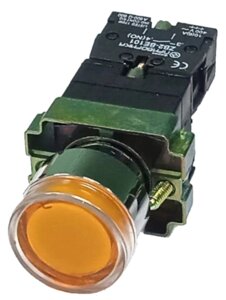 LAY5-BW3561 - кнопка с желтой неоновой подсветкой AC230V, 1НР