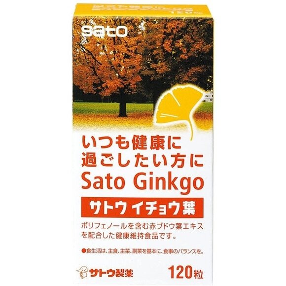 Гинко билоба и экстракт винограда для мозга и памяти SATO Ginkgo Biloba, 120 штук на 20-40 дней от компании Ginza Street | Японские витамины и косметика - фото 1