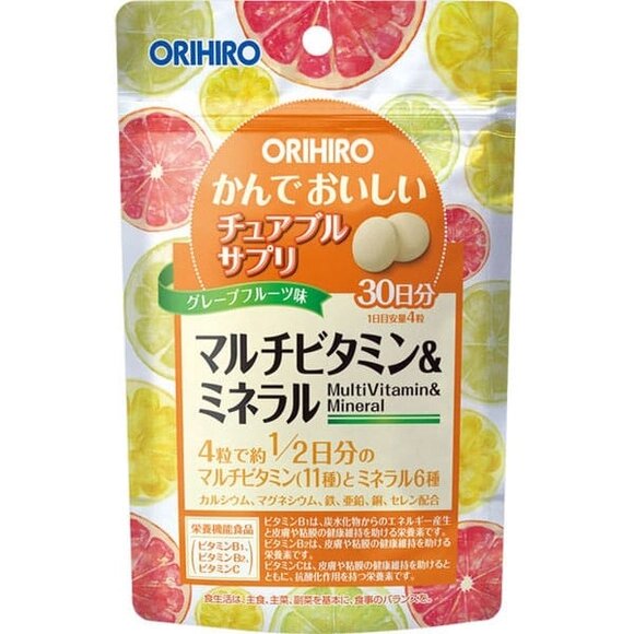 Мультивитамины и минералы со вкусом грейпфрута ORIHIRO, Япония 120 шт на 30 дней от компании Ginza Street | Японские витамины и косметика - фото 1