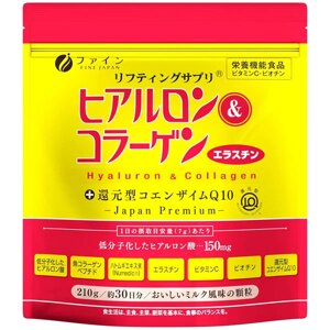 Премиальный коллаген с гиалуроновой кислотой и коэнзимом Q10 FINE JAPAN Hyaluron Collagen +Q10 Япония