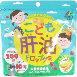 Детские жевательные витамины со вкусом банана «Рыбий жир» UNIMAT RIKEN, Япония, 100 шт