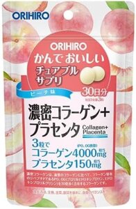 Жевательные таблетки с плотным коллагеном и плацентой Orihiro Rich Collagen + Placenta