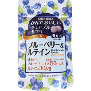 Жевательные витамины с черникой и лютеином ORIHIRO, Япония 120 шт на 30 дней