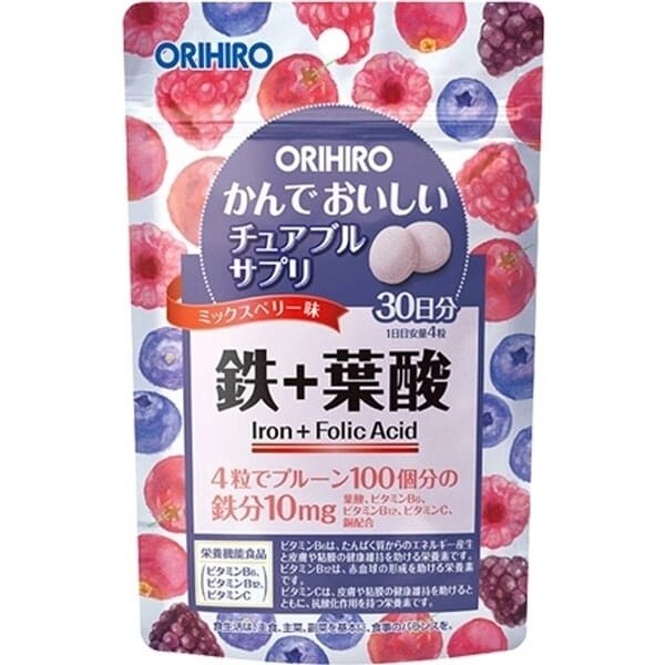 Железо и фолиевая кислота ORIHIRO, 120 шт на 30 дней от компании Ginza Street | Японские витамины и косметика - фото 1