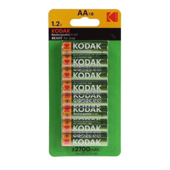 Аккумулятор Kodak, Ni-Mh, AA, HR6-8BL, 2700 мАч, блистер, 8 шт. от компании Интернет - магазин Flap - фото 1