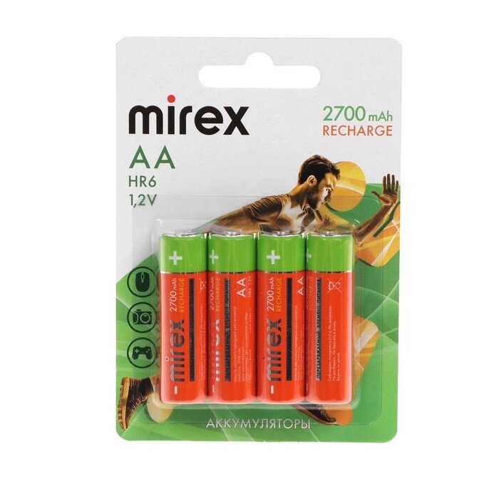 Аккумулятор Mirex, Ni-Mh, AA, HR6-4BL, 1.2В, 2700 мАч, блистер, 4 шт. от компании Интернет - магазин Flap - фото 1