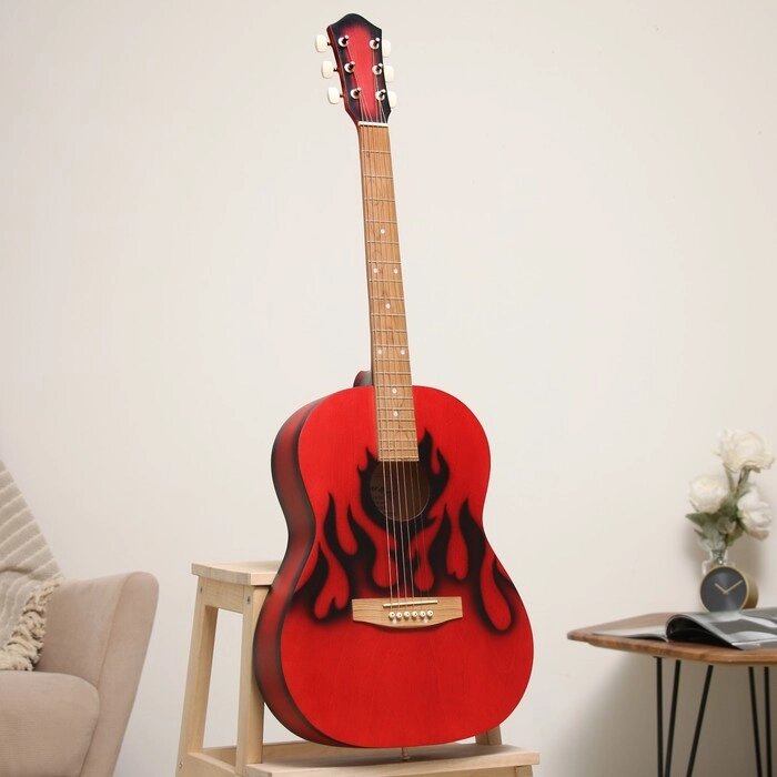 Акустическая гитара "M-313-FL" черное пламя, мензура 650, 6 струнн от компании Интернет - магазин Flap - фото 1