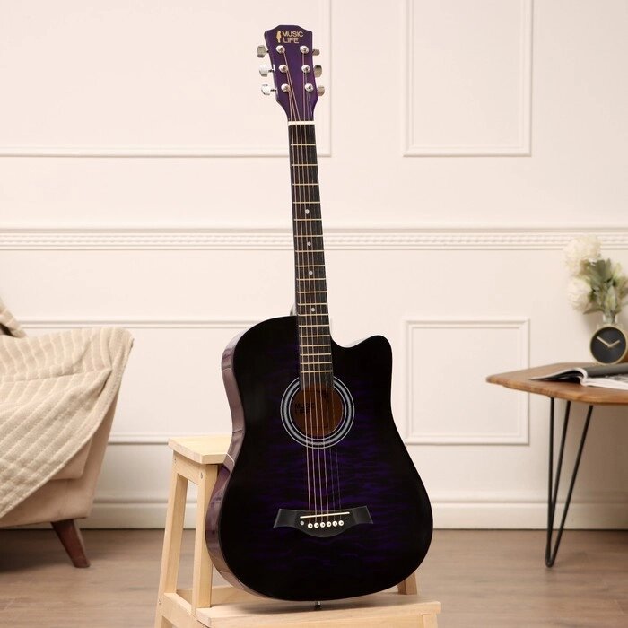 Акустическая гитара Music Life QD-H38Q-hw, фиолетовая от компании Интернет - магазин Flap - фото 1