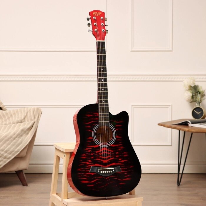 Акустическая гитара Music Life QD-H38Q-hw, красная от компании Интернет - магазин Flap - фото 1