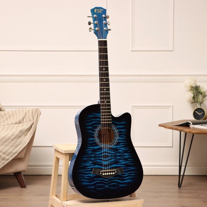 Акустическая гитара Music Life QD-H38Q-hw, синяя от компании Интернет - магазин Flap - фото 1