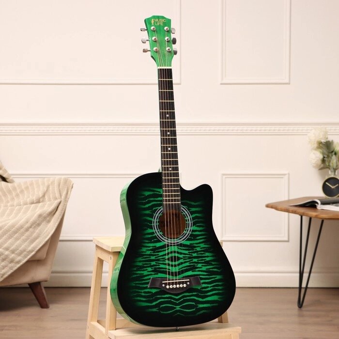 Акустическая гитара Music Life QD-H38Q-hw, зелёная от компании Интернет - магазин Flap - фото 1