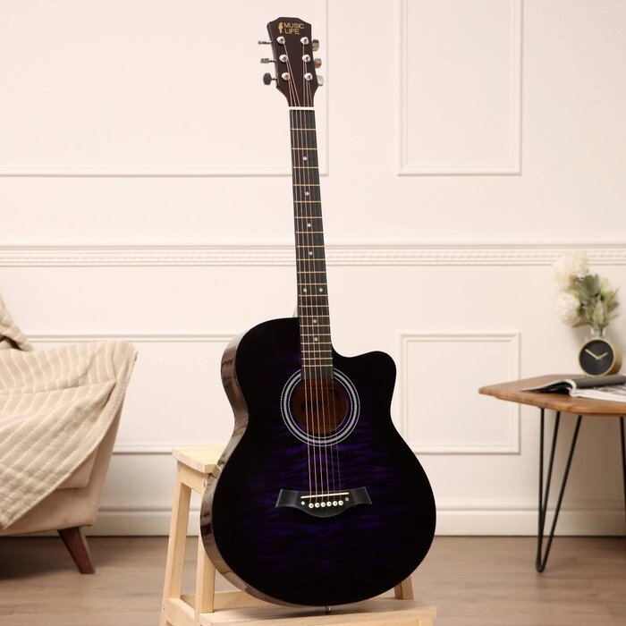 Акустическая гитара Music Life QD-H40Q-hw, фиолетовая от компании Интернет - магазин Flap - фото 1