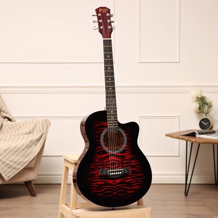 Акустическая гитара Music Life QD-H40Q-hw, красный от компании Интернет - магазин Flap - фото 1