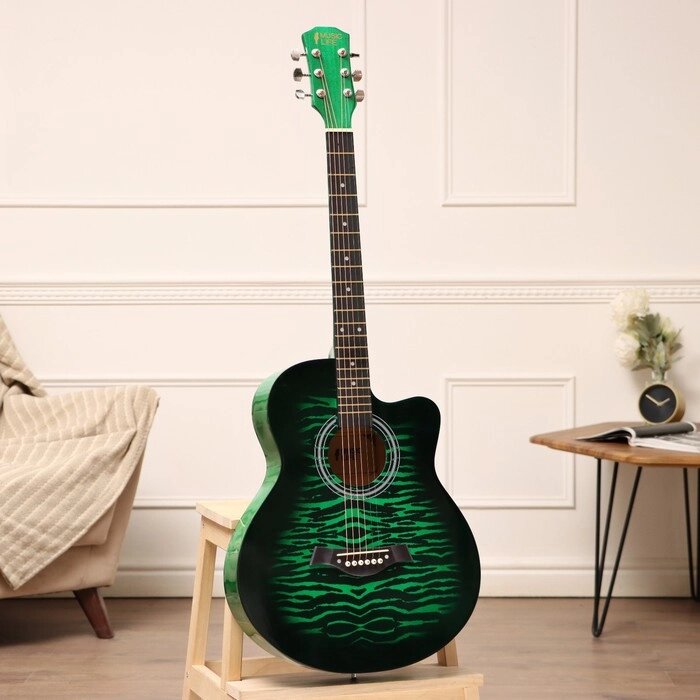 Акустическая гитара Music Life QD-H40Q-hw, зеленый от компании Интернет - магазин Flap - фото 1