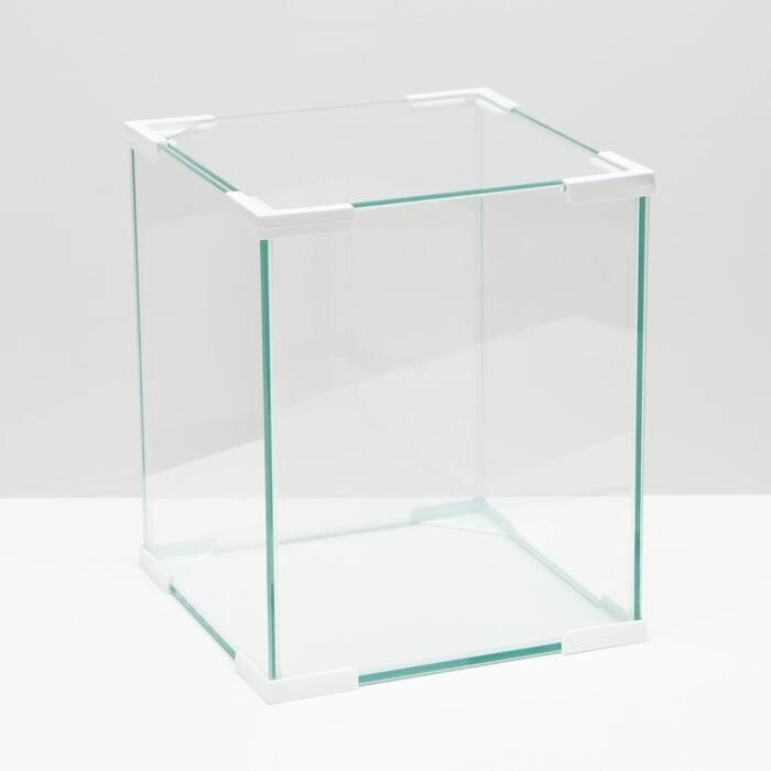 Аквариум "Куб", покровное стекло, 19 литров, 25 x 25 x 30 см, белые уголки от компании Интернет - магазин Flap - фото 1