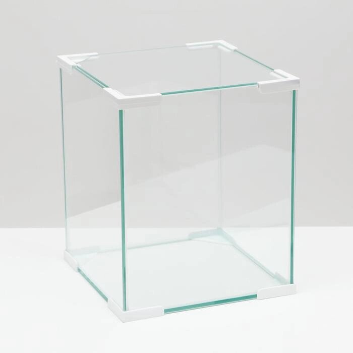 Аквариум "Куб", покровное стекло, 31 литр, 30 x 30 x 35 см, белые уголки от компании Интернет - магазин Flap - фото 1