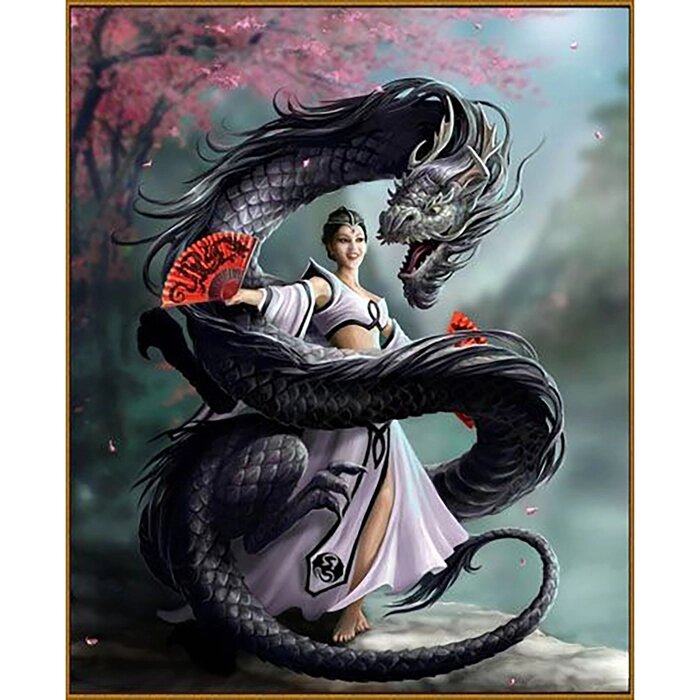 Алмазная мозаика «Девушка с драконом», 51 цвет от компании Интернет - магазин Flap - фото 1