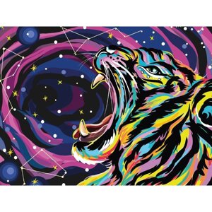 Алмазная мозаика на подрамнике с полным заполнением «Звёздный тигр», 30 40 см