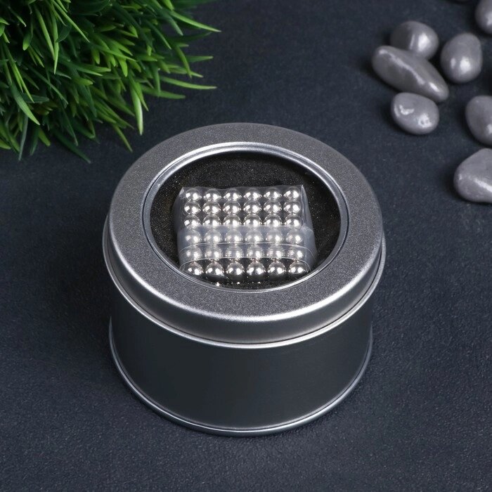 Антистресс магнит "Неокуб" 216 шариков d=0,5 см (серебро) от компании Интернет - магазин Flap - фото 1
