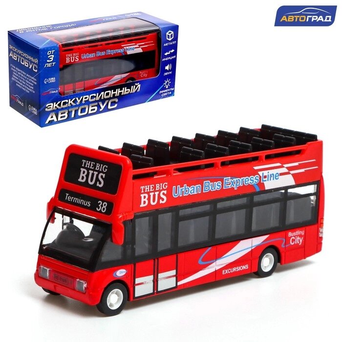 Автобус металлический «Экскурсионный», инерционный, световые и звуковые эффекты, цвет красный от компании Интернет - магазин Flap - фото 1