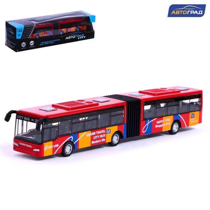 Автобус металлический «Городской транспорт», инерционный, масштаб 1:64, цвет красный от компании Интернет - магазин Flap - фото 1