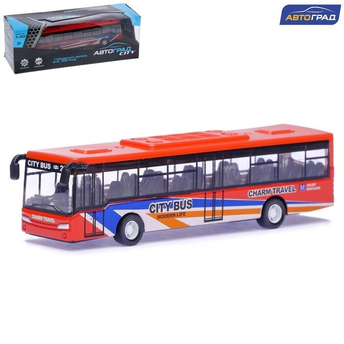 Автобус металлический «Междугородний», инерционный, масштаб 1:43, цвет красный от компании Интернет - магазин Flap - фото 1