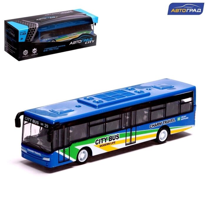 Автобус металлический «Междугородний», инерционный, масштаб 1:43, цвет синий от компании Интернет - магазин Flap - фото 1