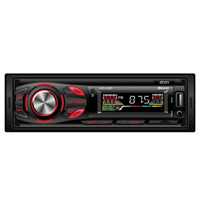 Автомагнитола MP3/WMA Econ HED-32BT, 50Вт, USB, MP3, AUX, Bluetooth, цвет чёрный от компании Интернет - магазин Flap - фото 1