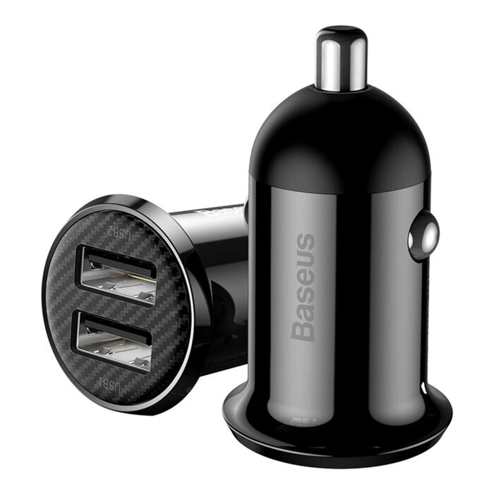 Автомобильное зарядное устройство Baseus Grain Pro, 2USB, 4.8 А, чёрное от компании Интернет - магазин Flap - фото 1